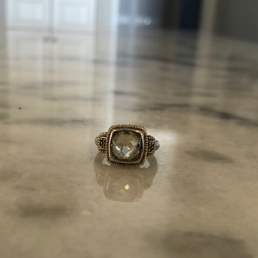 Judith Ripka lemon quartz and diamond ring